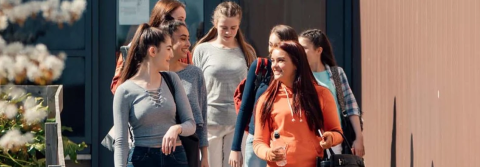 Group of students walking outside